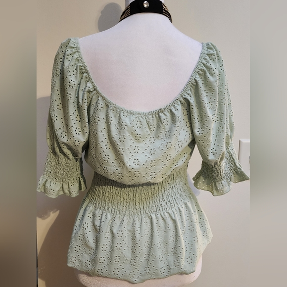 Urban Romantics Lacy Boho Peplum Babydoll Summer Top Womens Size S - Picture 4 of 10